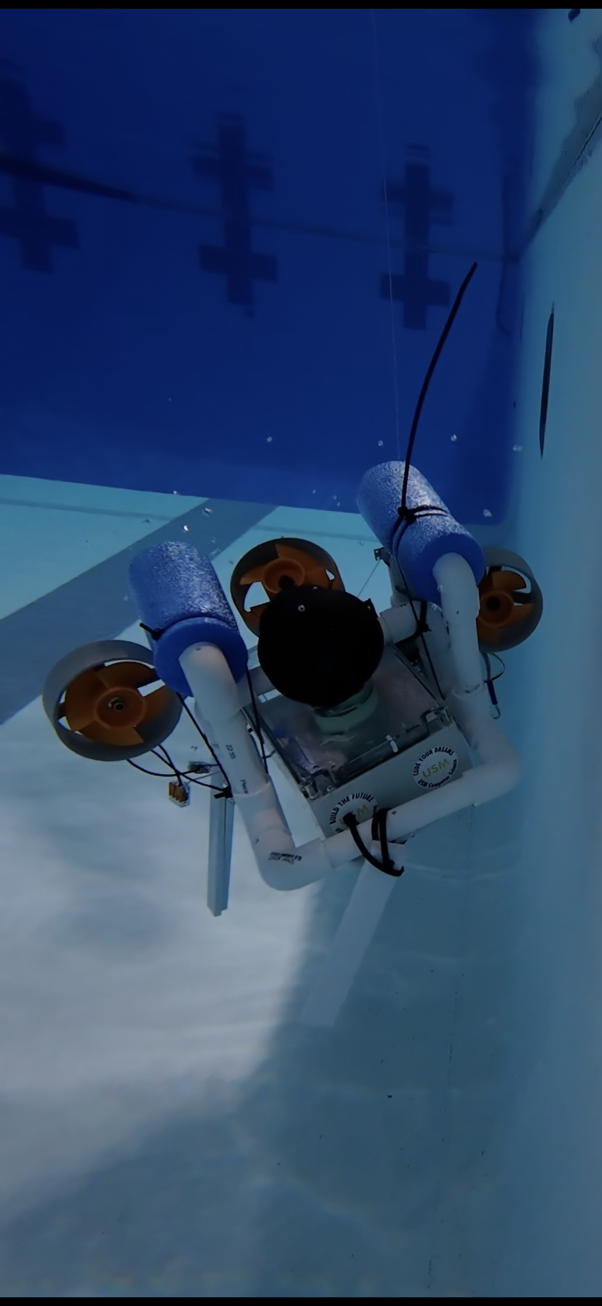 Underwater view of Phase 0 pool testing
